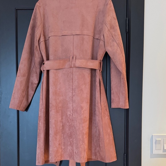 Women's Faux Suede Trench Coat - - Picture 5 of 10